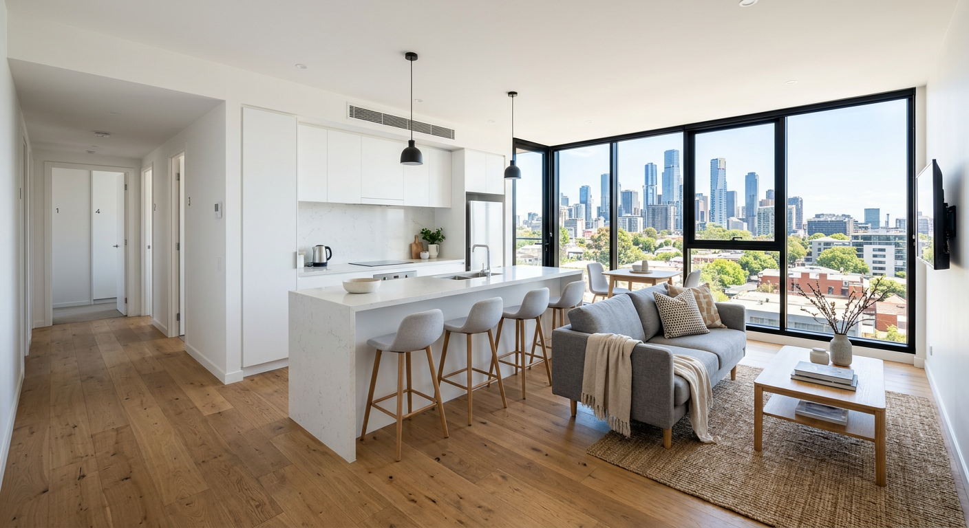 Sample furnished apartment common area
