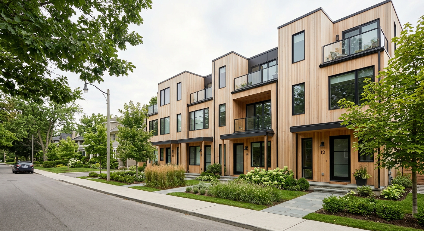 Sample row of modern townhomes